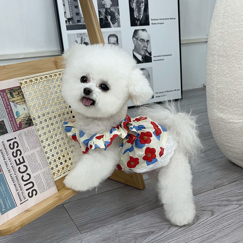 犬 ハーネス フリルお花ワンピース
