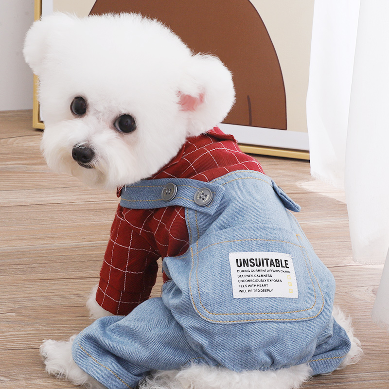 犬 ハーネス サロペット風デニムウェア