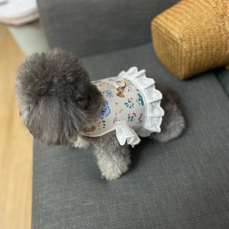 犬 ハーネス レース付き花柄優美ハーネス