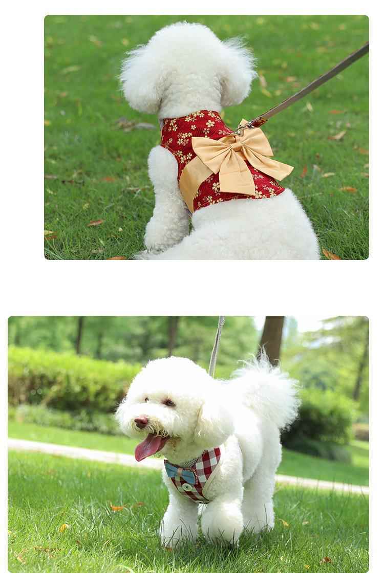 犬 ハーネス リボン飾り付き上質仕立てハーネス