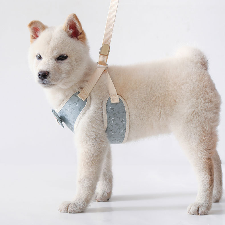 犬 ハーネス リボン付きキルティング胴輪