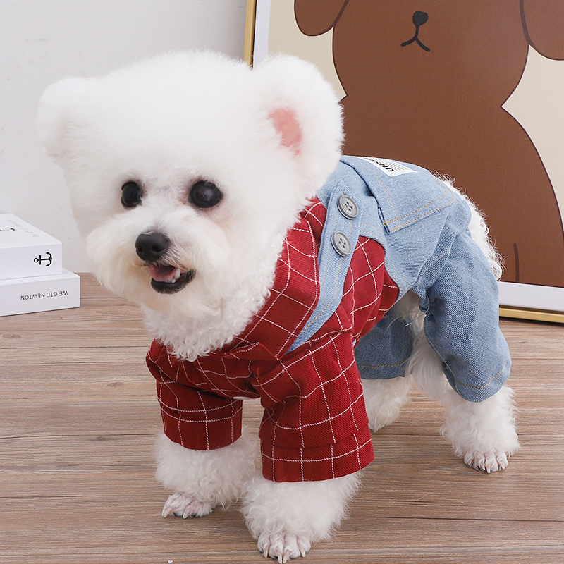 犬 ハーネス サロペット風デニムウェア