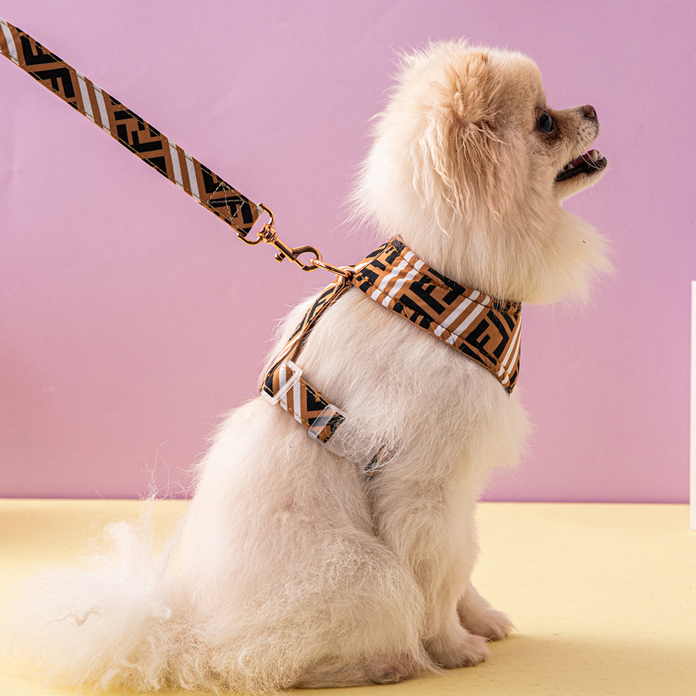 犬 ハーネス 高級幾何学模様 ペット用ハーネスセット