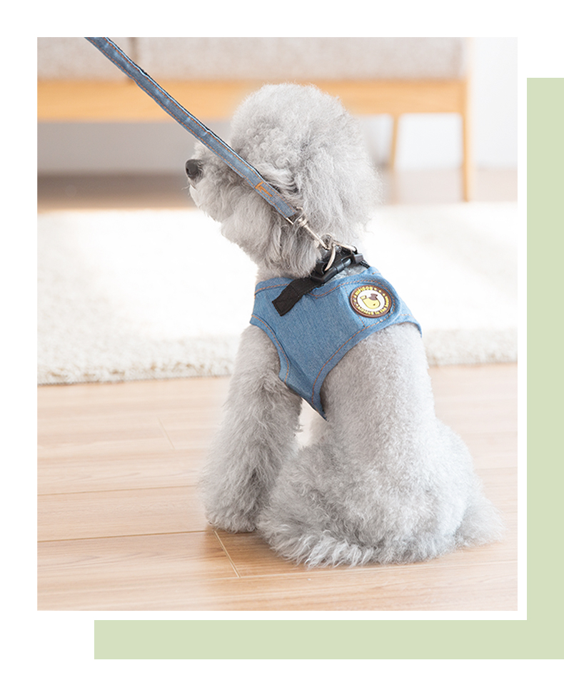 犬 ハーネス デニム調ジョイフルハーネス