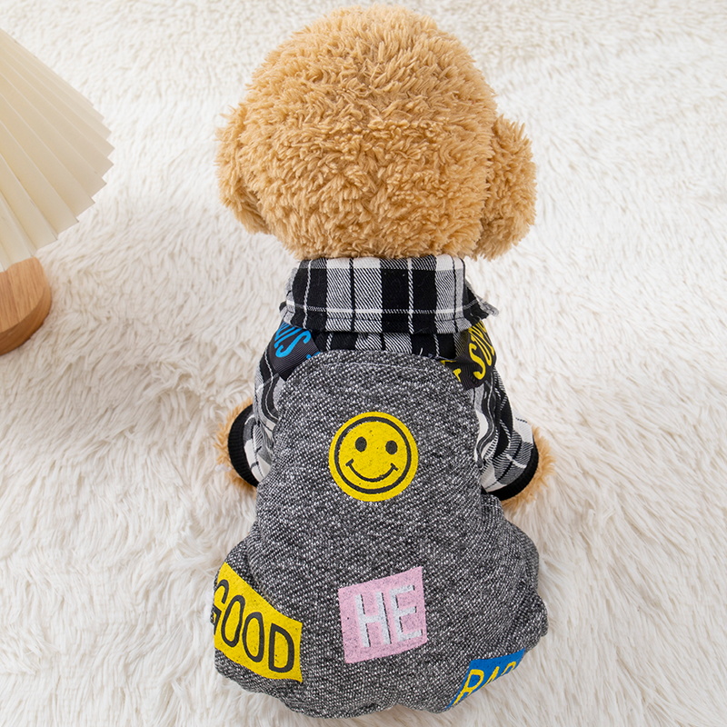 犬 ハーネス 笑顔とワッペンのやさしいパーカー