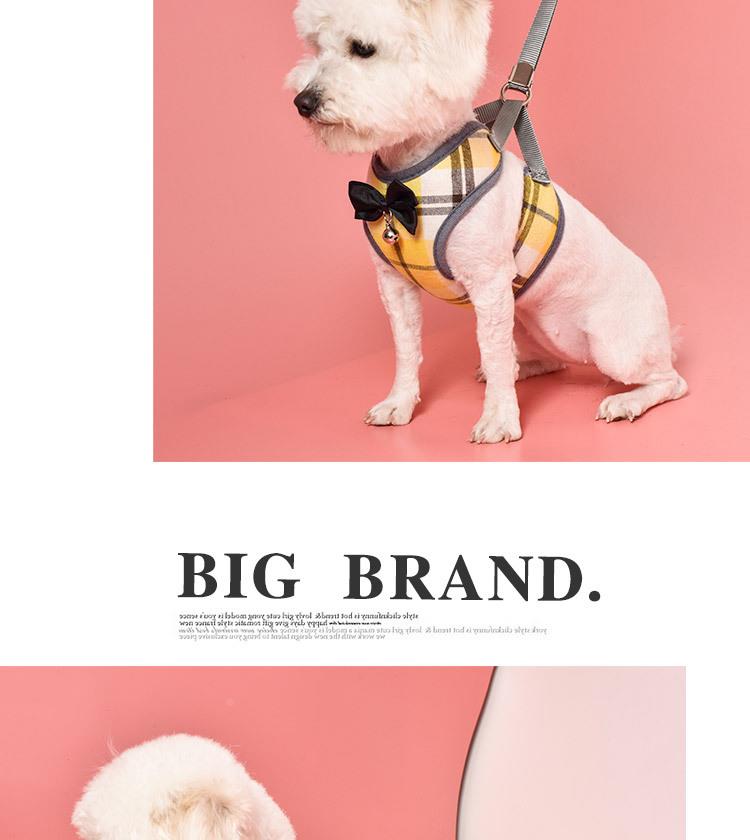 犬 ハーネス 上品なチェック柄リボン付きハーネス