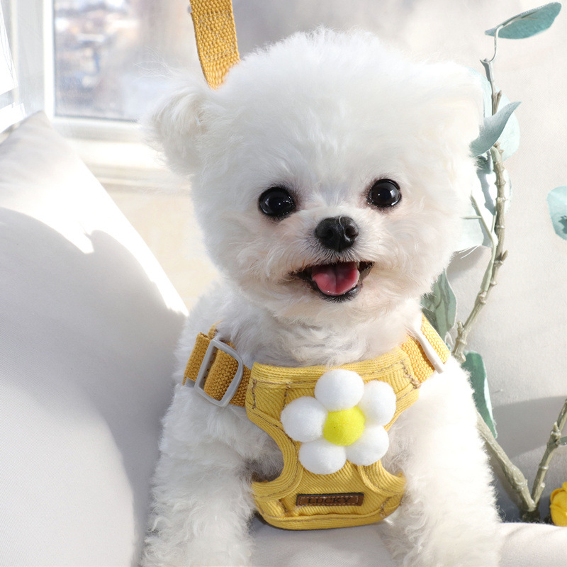 犬 ハーネス 小花モチーフ フワフワ ハーネス