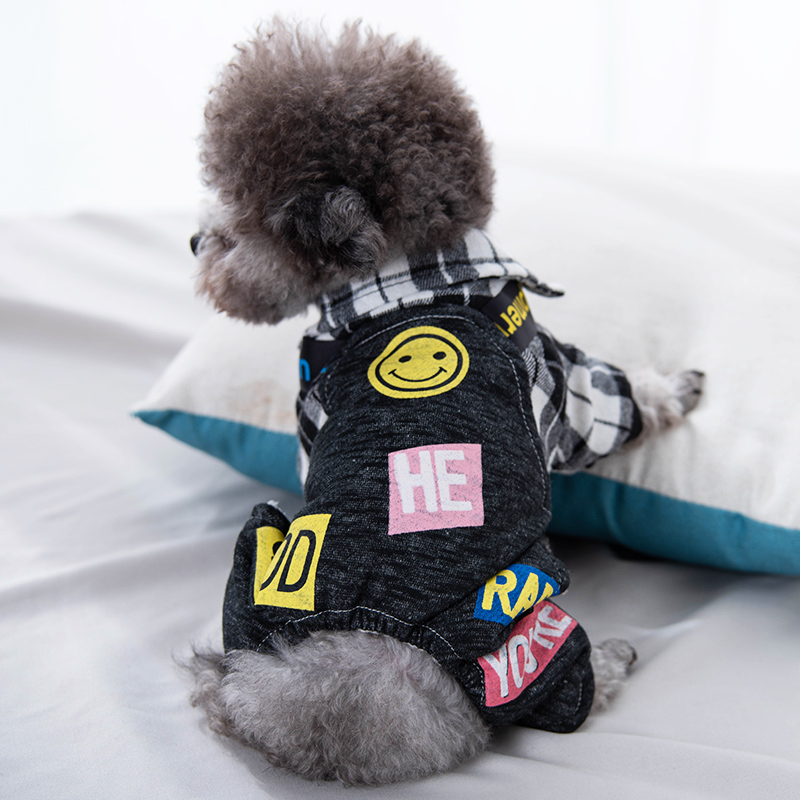 犬 ハーネス 笑顔とワッペンのやさしいパーカー