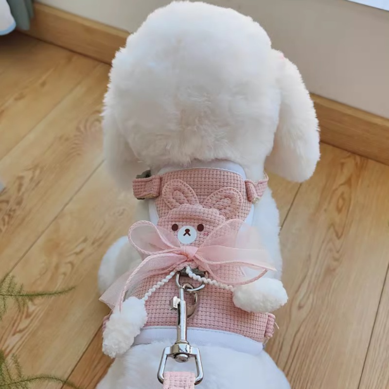 犬 ハーネス くまさんモチーフ ふわふわリボンハーネス