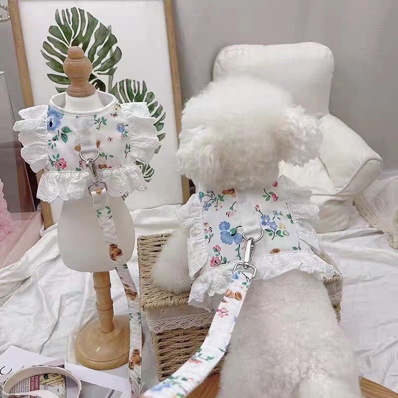 犬 ハーネス レース付き花柄優美ハーネス