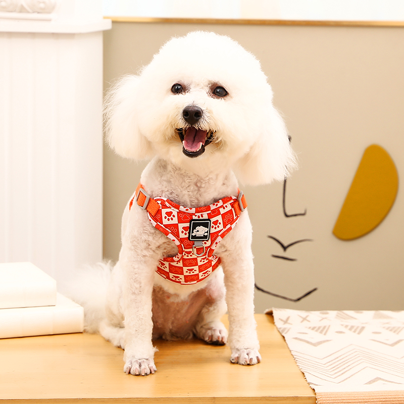 犬 ハーネス かわいい足あと柄 やわらか安心ハーネス