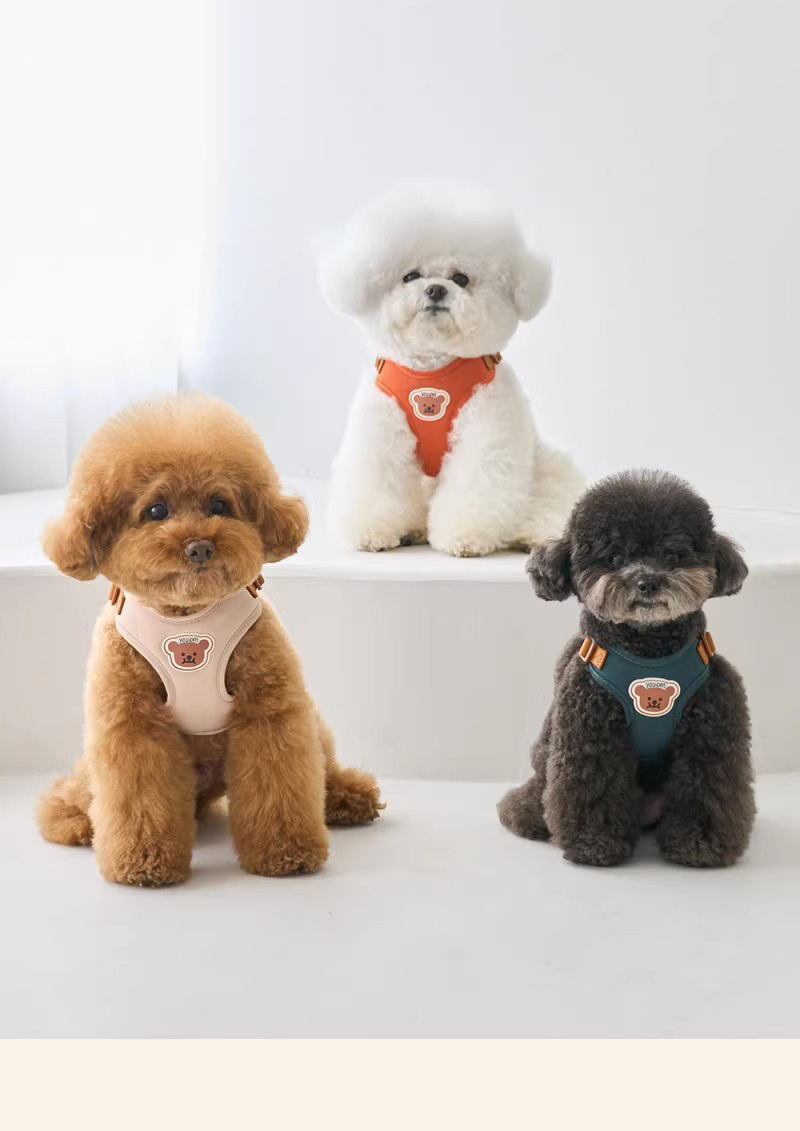 犬 ハーネス くまさんワッペン付きシンプル小型犬ハーネス
