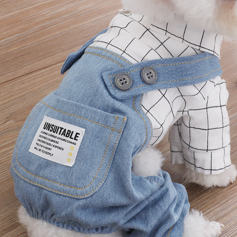 犬 ハーネス サロペット風デニムウェア