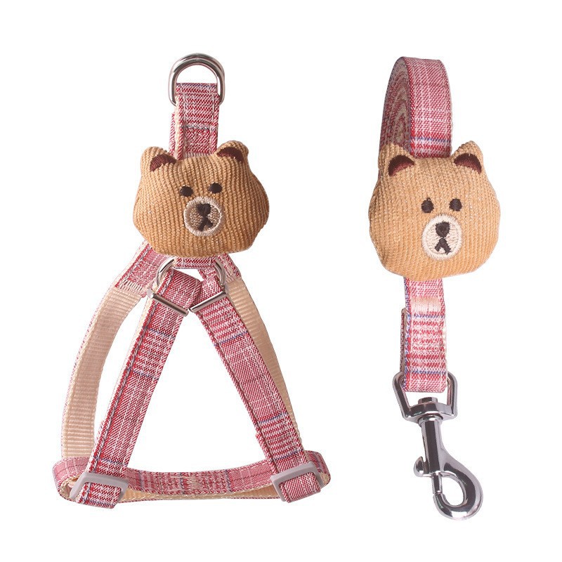 犬 ハーネス お花のチェック柄 かわいいペット用ハーネス