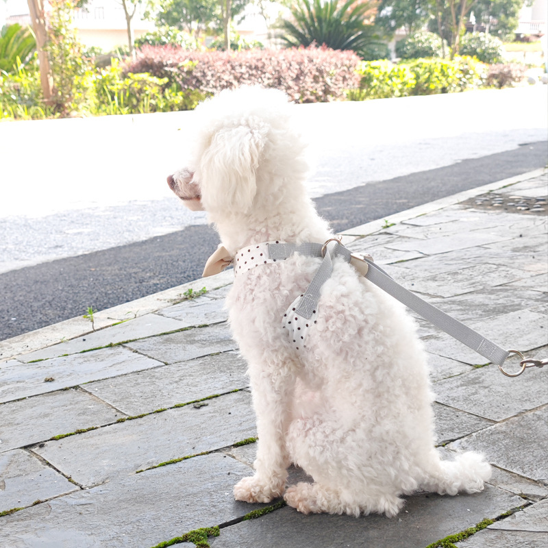 犬 ハーネス 水玉リボン付きハーネス