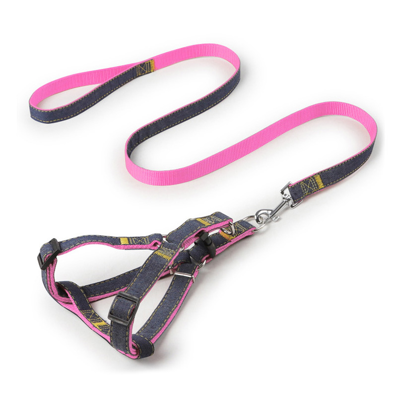 犬 ハーネス デニム調やわらかハーネスセット
