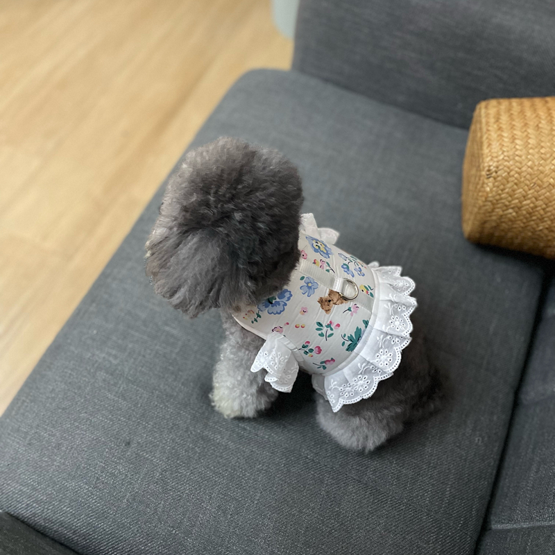 犬 ハーネス レース付き花柄優美ハーネス