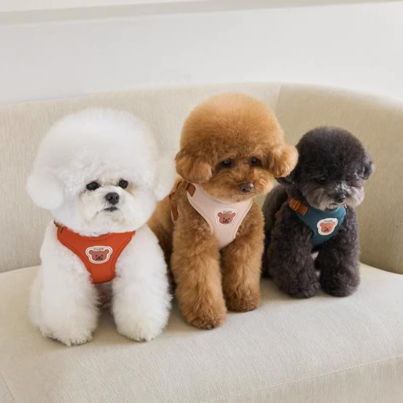 犬 ハーネス くまさんワッペン付きシンプル小型犬ハーネス