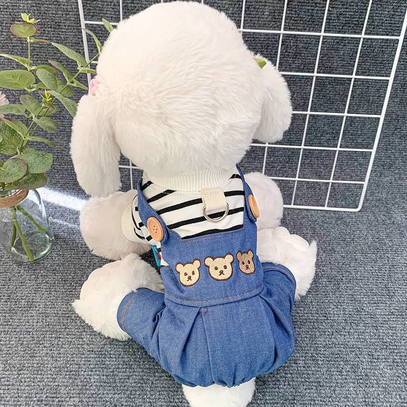 犬 ハーネス くまさんデニムロンパースハーネス