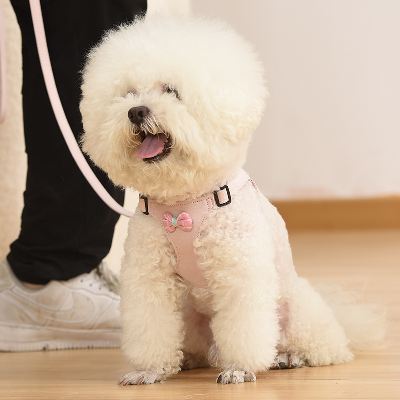 犬 ハーネス リボン付きふんわり胸当てハーネス