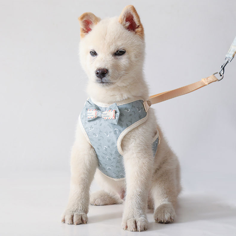 犬 ハーネス リボン付きキルティング胴輪