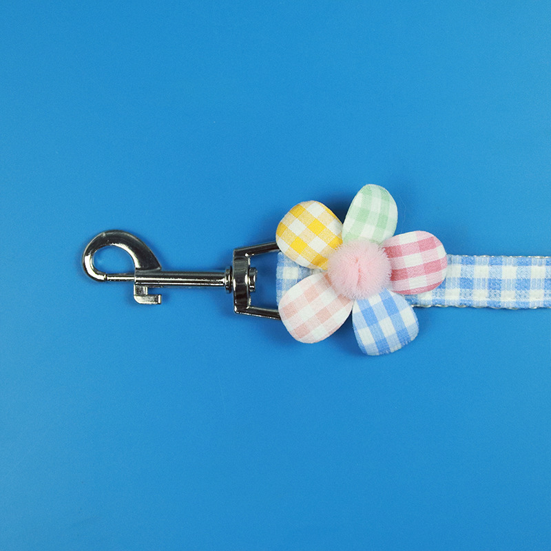 犬 ハーネス お花のチェック柄 かわいいペット用ハーネス