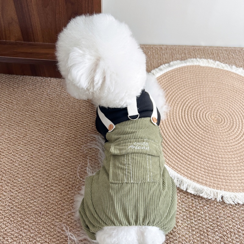 犬 ハーネス コーデュロイ切替ジャンプスーツ