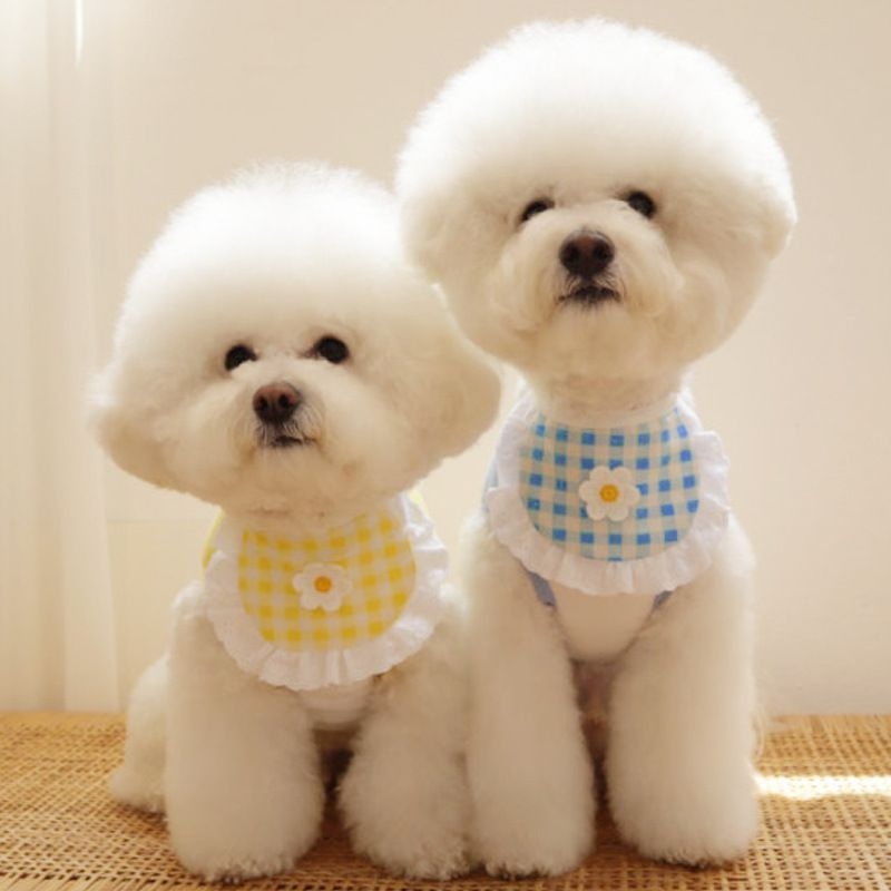 犬 ハーネス ギンガムフリル お花付きバンダナ