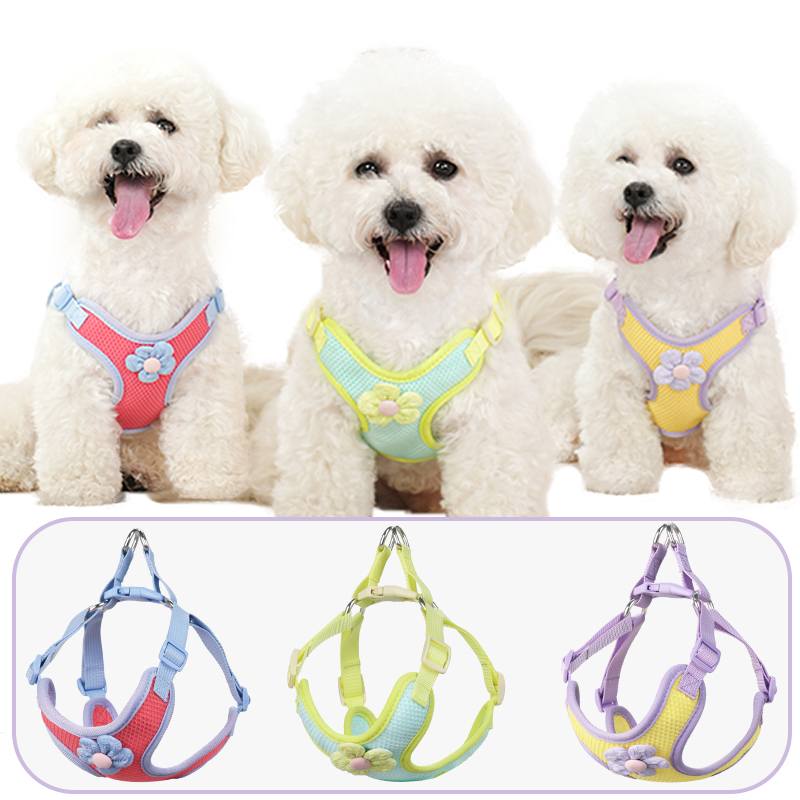 犬 ハーネス お花モチーフ かわいい小型犬用ハーネス