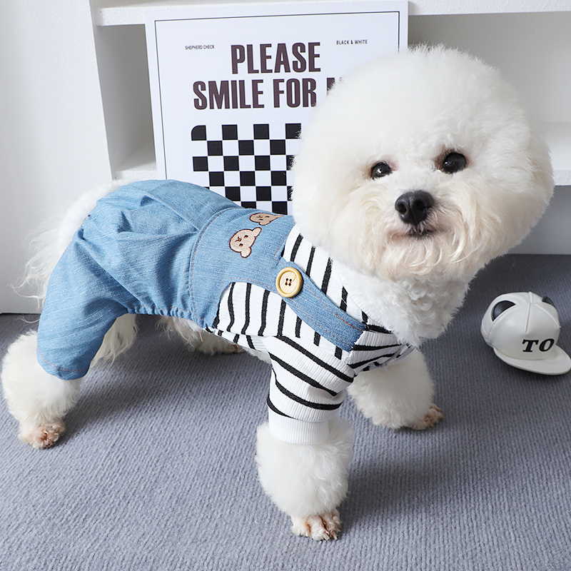 犬 ハーネス くまさん刺繍デニムハーネス