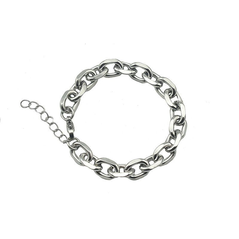 メンズブレスレット 重厚感溢れる太鎖編み込みシルバーブレスレット