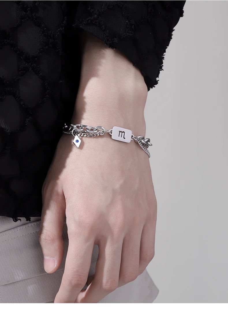 ブレスレットメンズ 星座プレート チェーンブレスレット