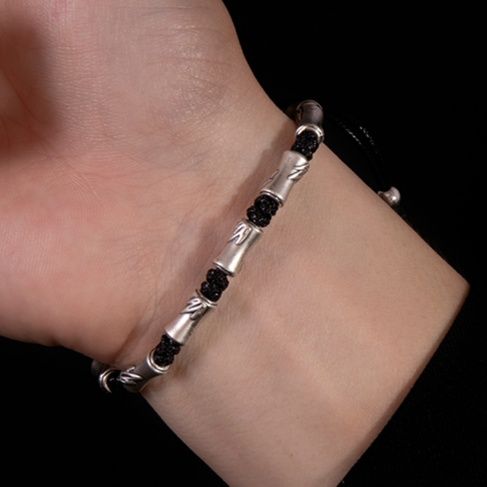 ブレスレットメンズ 竹節風手縄ブレスレット