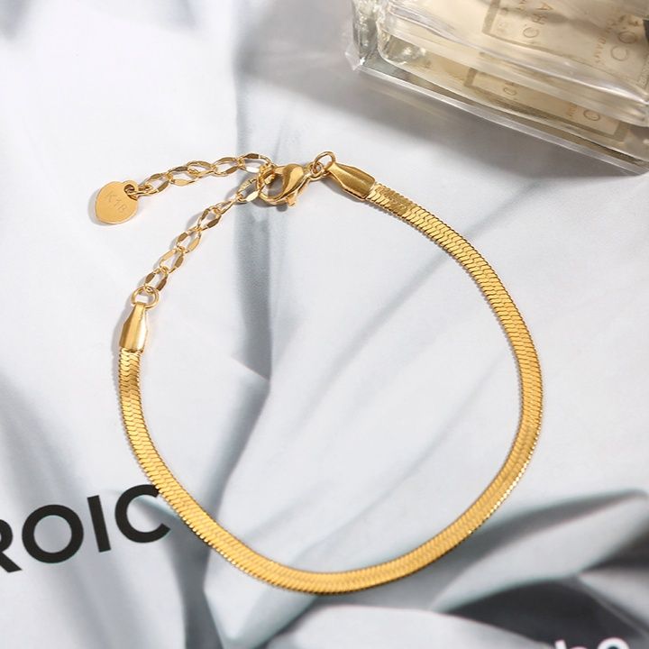 メンズブレスレット 高級感漂う細身チェーン調節可能ゴールドブレスレット