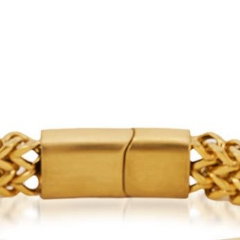 メンズブレスレット 二重編み込みチェーン識別プレート付きシンプルブレスレット