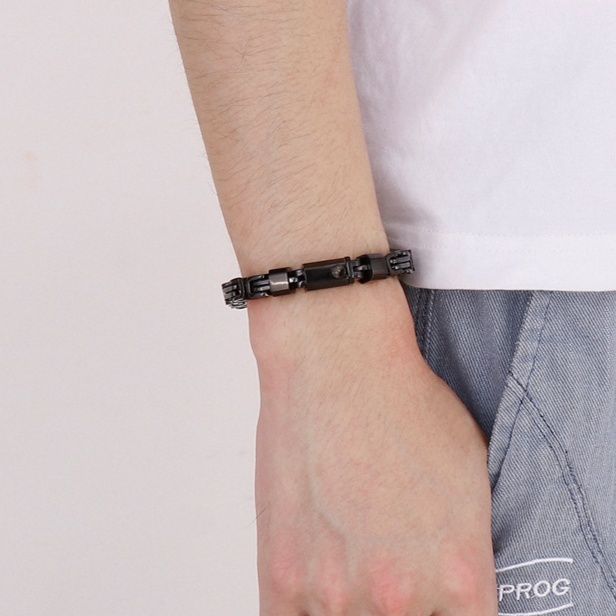 メンズブレスレット ビザンチン編み太幅チェーン留め具付きブレスレット