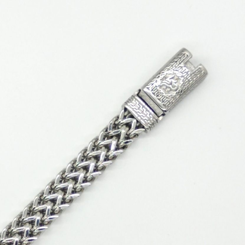 メンズブレスレット 二重編み込みチェーン彫刻留め具メンズブレスレット