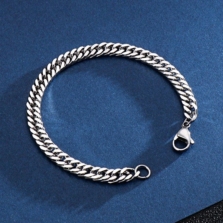 メンズブレスレット 喜平チェーン太め編み込み留め金具付きブレスレット