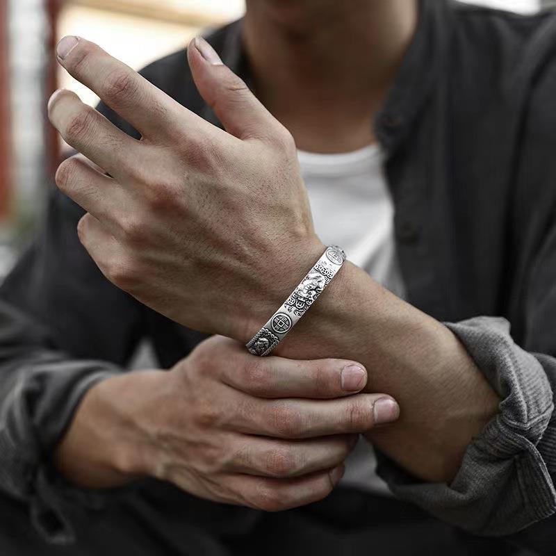 ブレスレットメンズ 古銭守護龍バングル