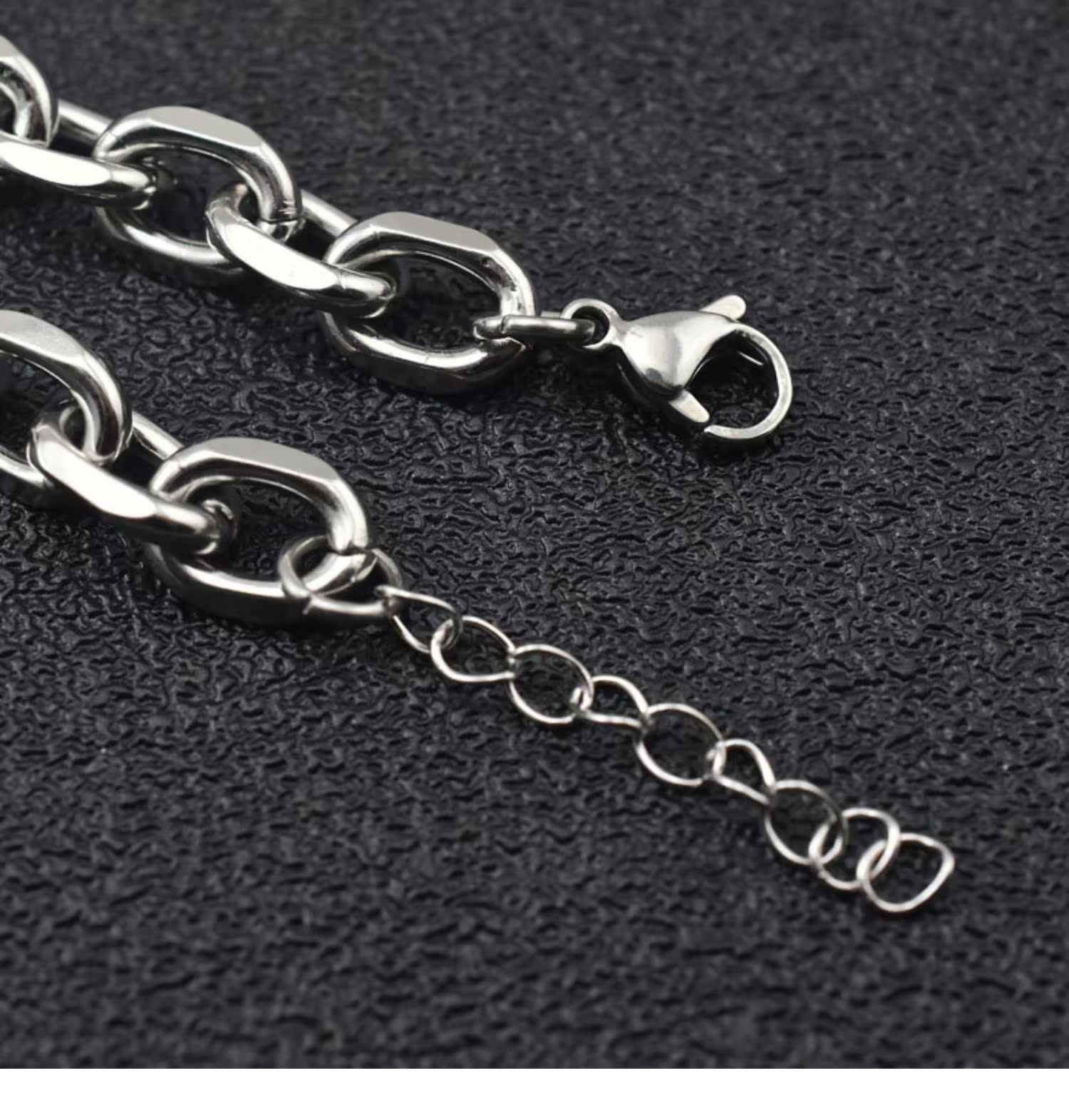 メンズブレスレット 重厚感溢れる太鎖編み込みシルバーブレスレット