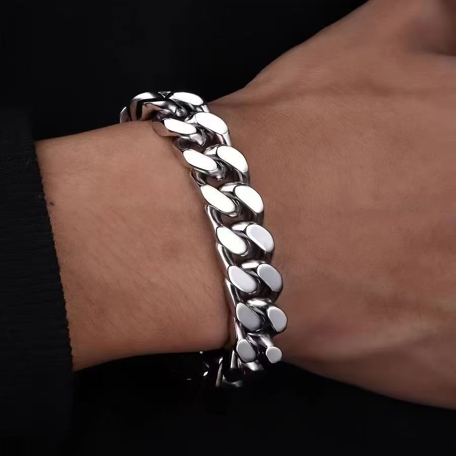 メンズブレスレット 太幅喜平チェーン留め具付き高級ブレスレット
