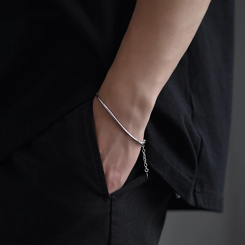 ブレスレットメンズ シンプル細身チェーンブレスレット