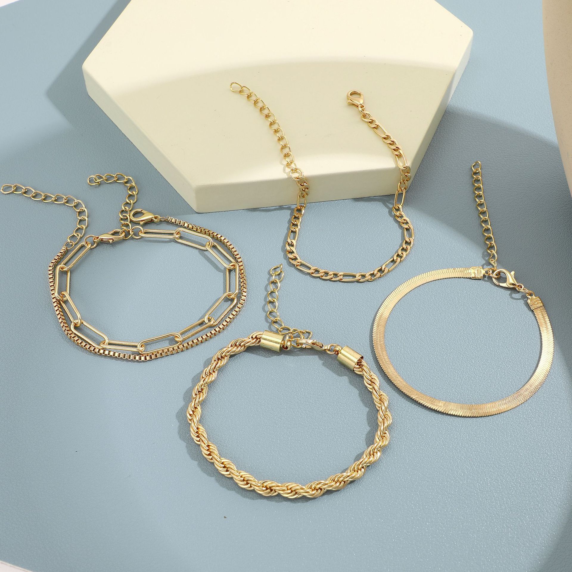 ブレスレットメンズ シンプル六連チェーンブレスレット