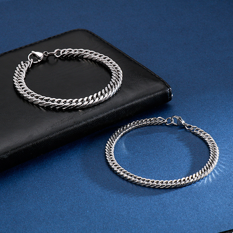 メンズブレスレット 喜平チェーン太め編み込み留め金具付きブレスレット