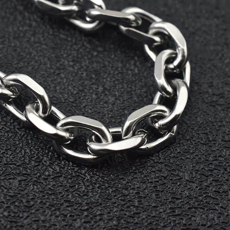 メンズブレスレット 重厚感溢れる太鎖編み込みシルバーブレスレット