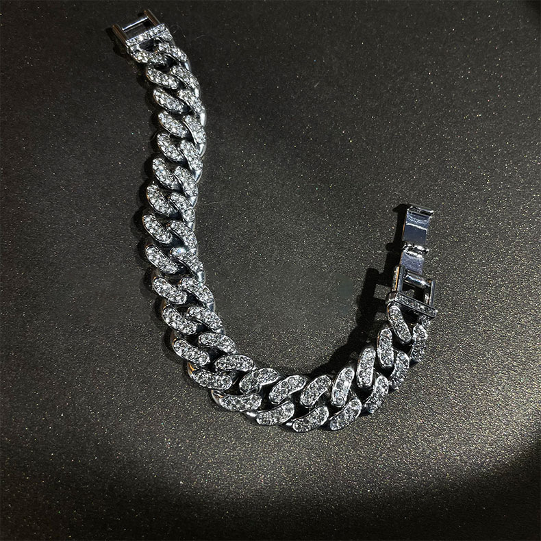 ブレスレットメンズ キュービックジルコニア装飾チェーンブレスレット