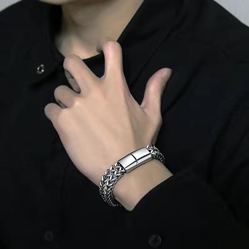 ブレスレットメンズ 匠編み込み重厚ブレスレット