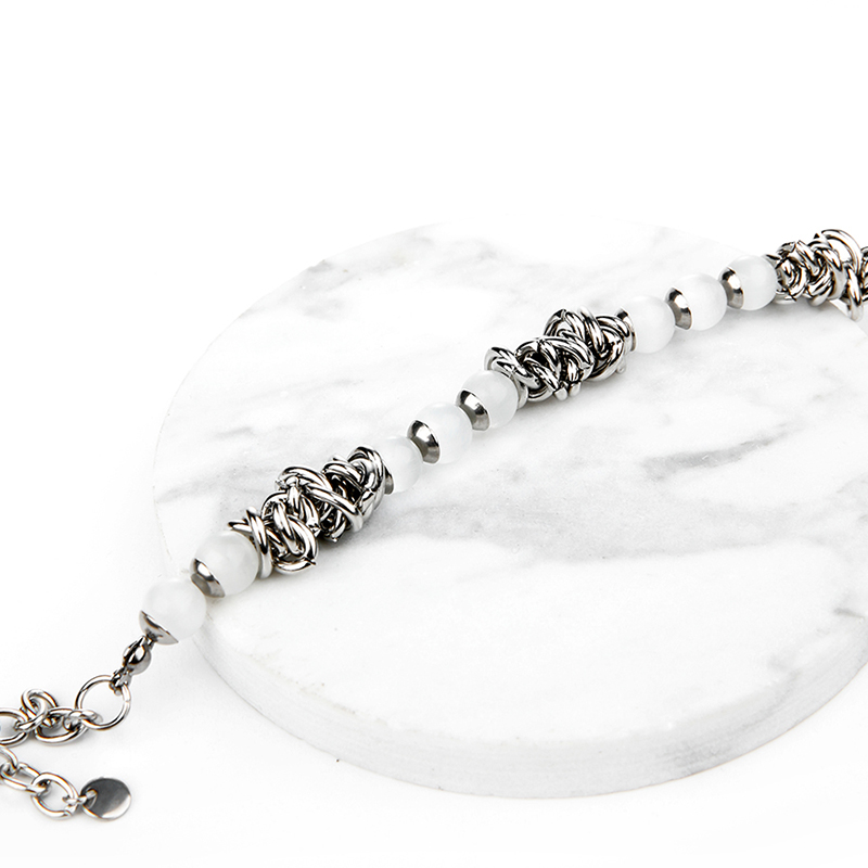 メンズブレスレット パワーストーン編み込み金属パーツ組み合わせブレスレット