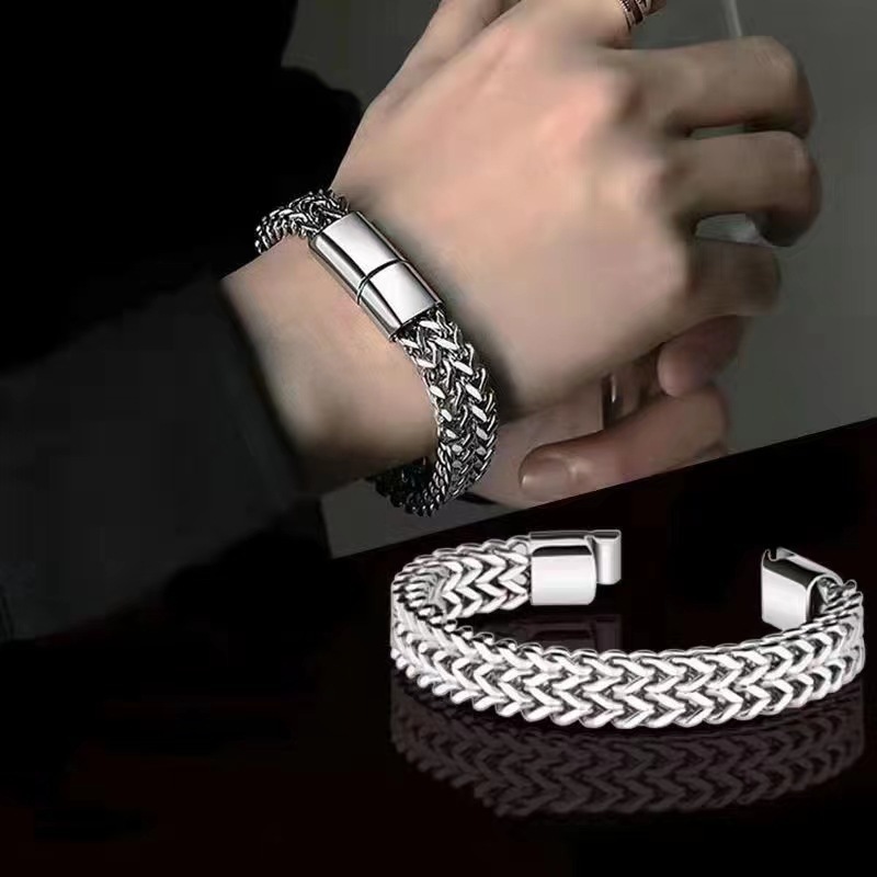 ブレスレットメンズ 匠編み込み重厚ブレスレット