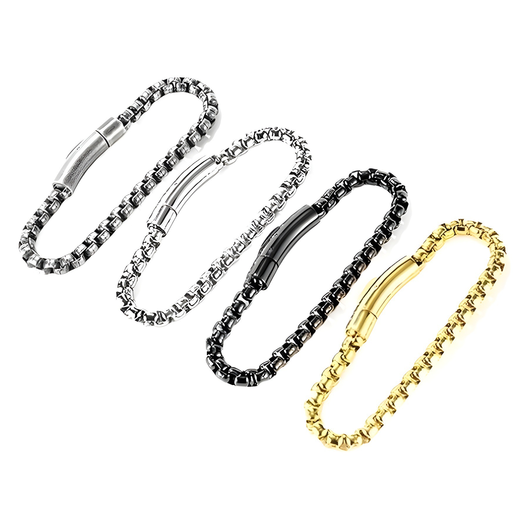 ブレスレットメンズ 鎖模様の洗練ブレスレット